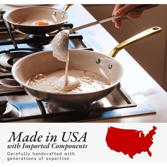 Made In Professional Cookware Ceramic Non-Stick Frying Pan 5-Ply Stainless Clad - Picture 5 of 5